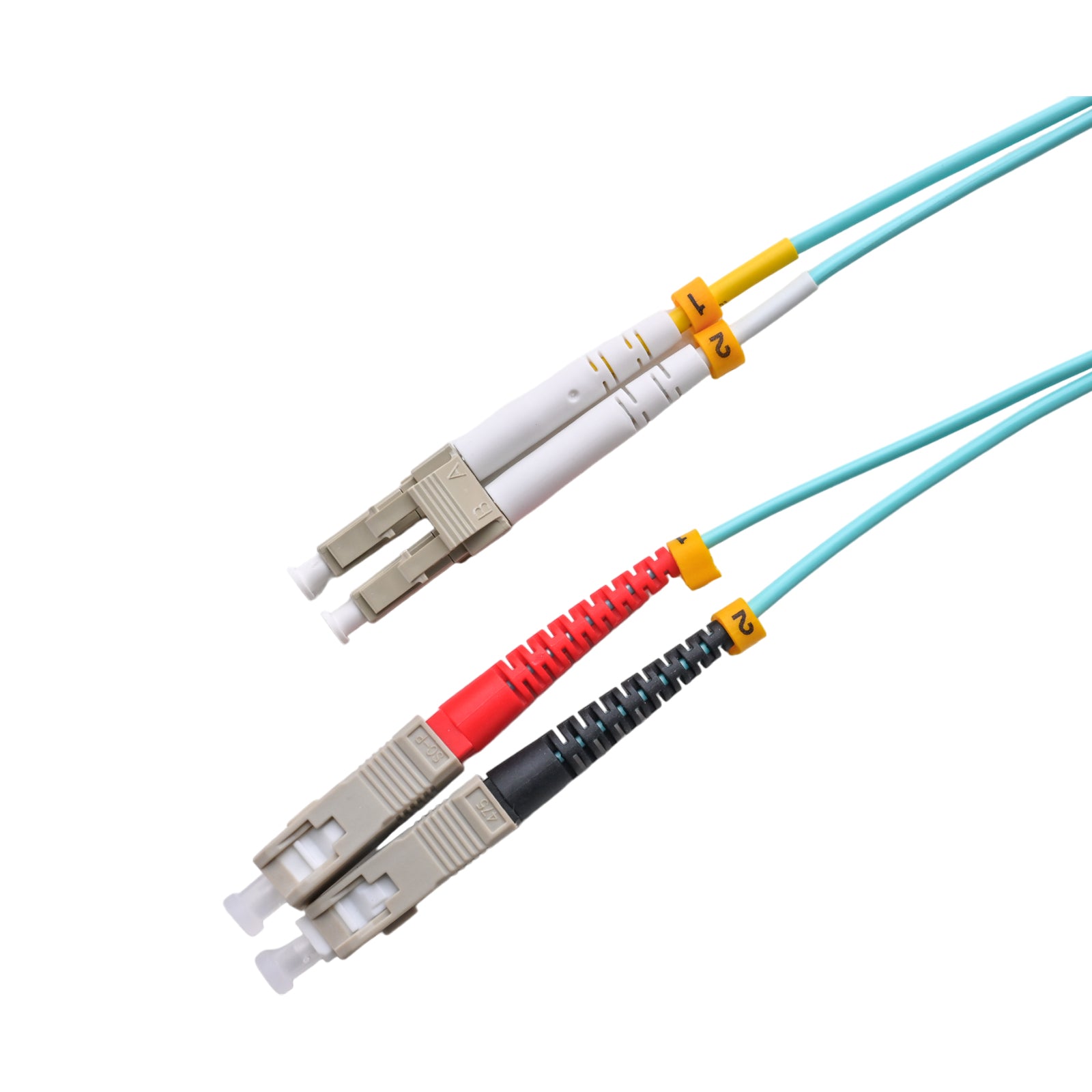 Patchcord SC/UPC – LC/UPC 50/125 Multimode OM4 Duplex Zip 2.0mm OFNR Aqua
